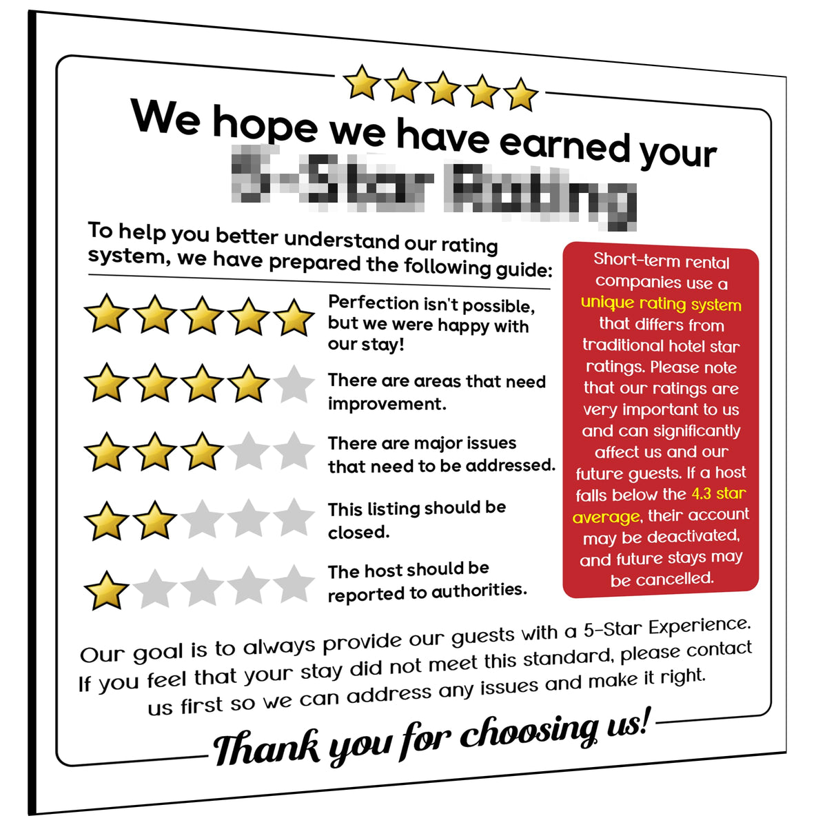 Airbnb Signs star rating magnet 5x5 inches on metal surface