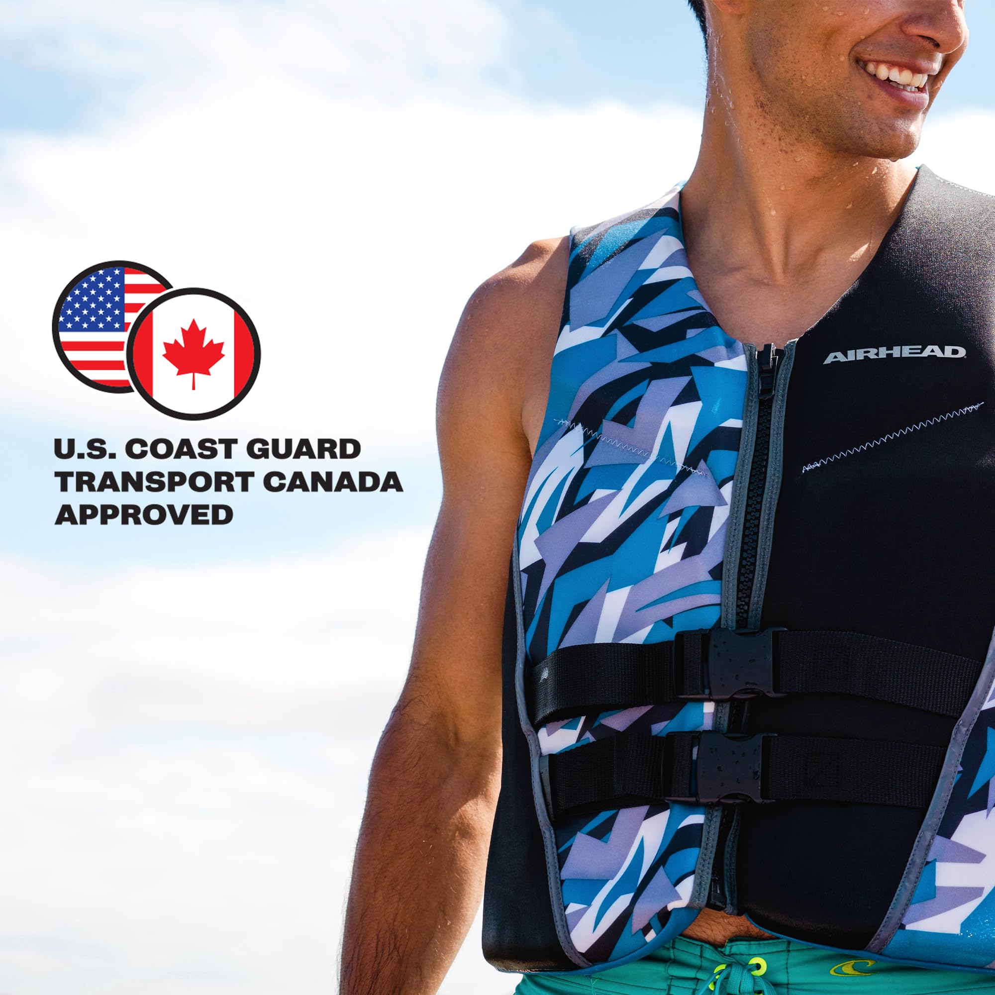 Airhead CAMO COOL Kwik-Dry Neolite Life Jacket USCG approved adults