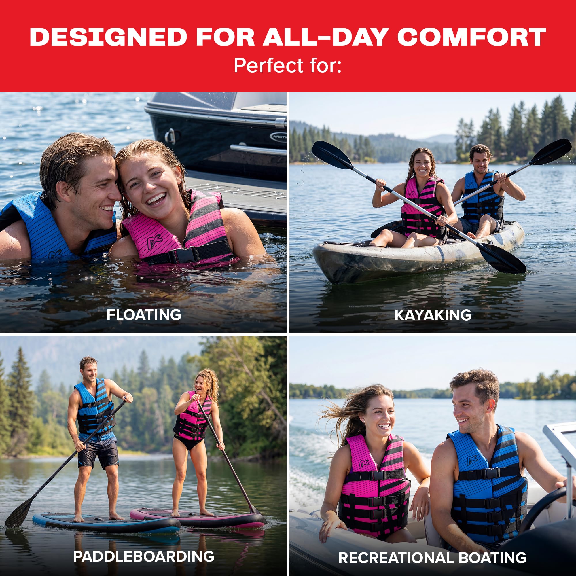 Lightweight PE foam buoyancy in Airhead life jacket