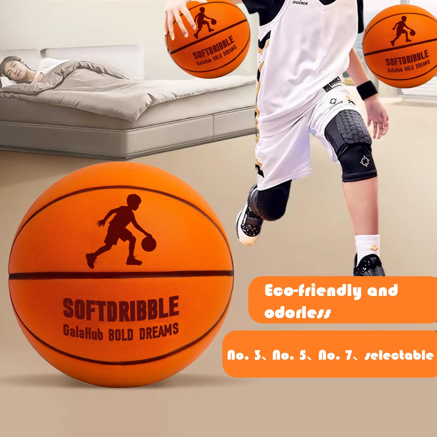 GalaHub Silent Basketball packaging and size 5 ball