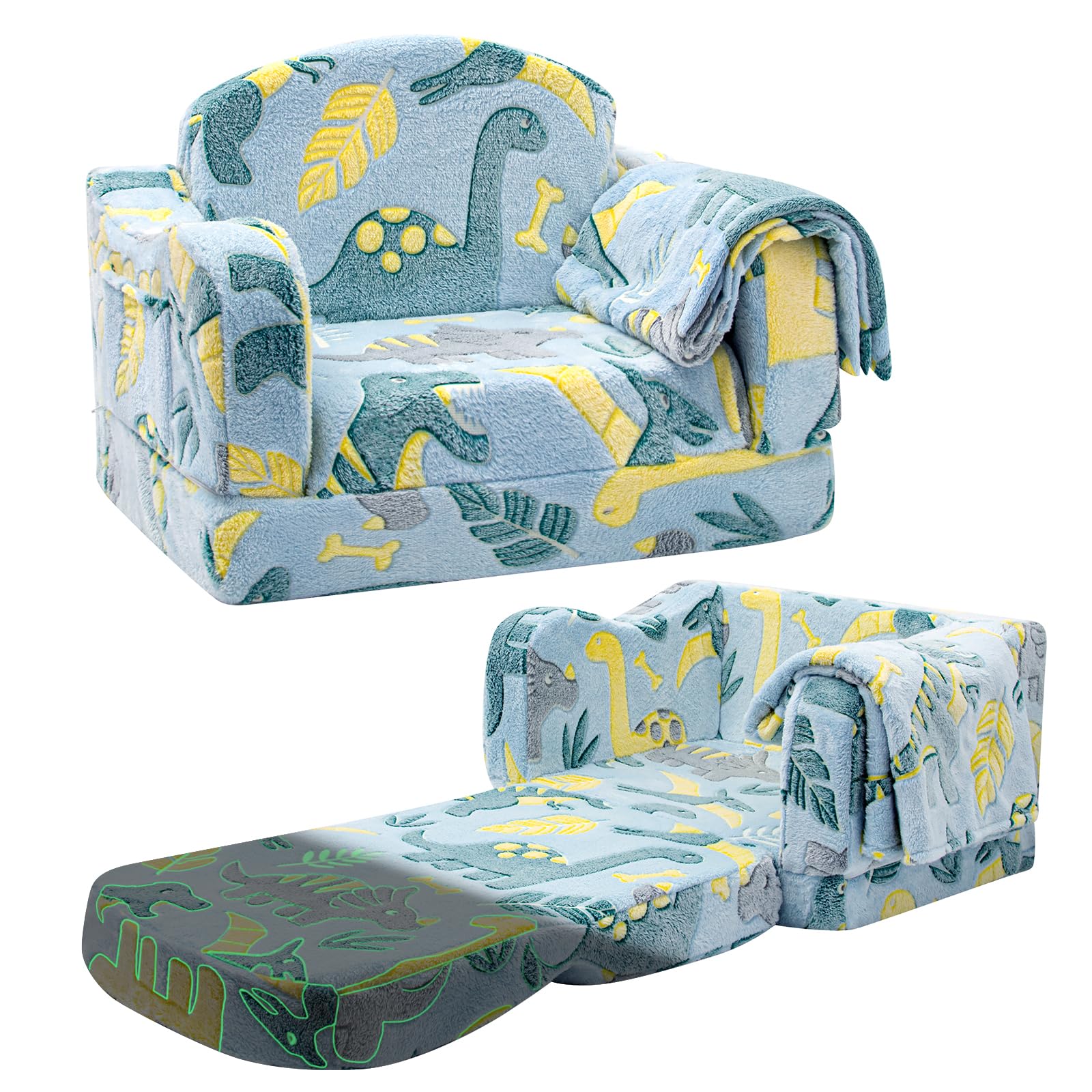 Airpanda toddler chair and couch with blanket fold-out design