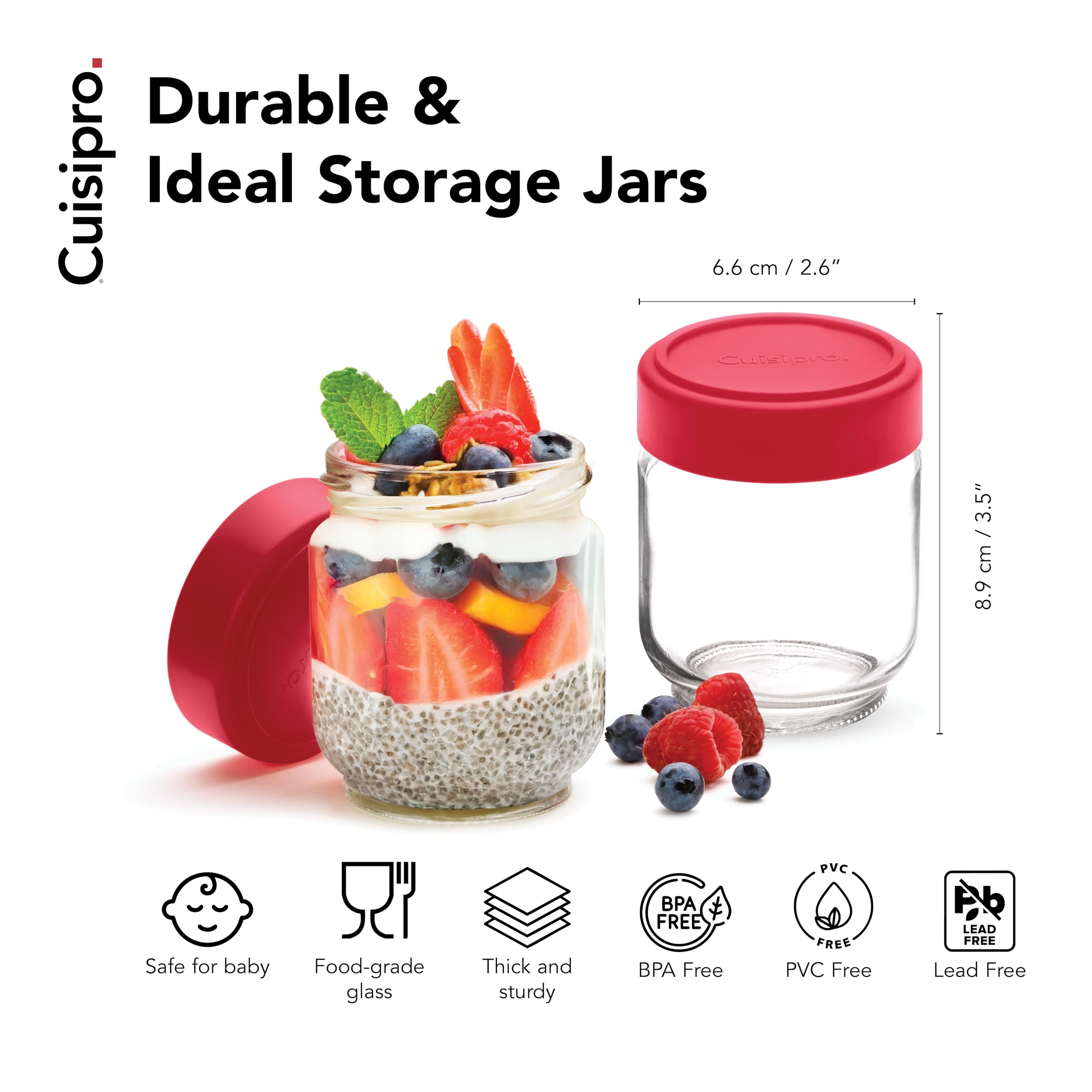 Stackable jars with round ridge lids for neat storage