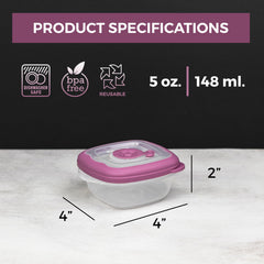 Airtight lids providing leak-proof storage for 5 oz containers