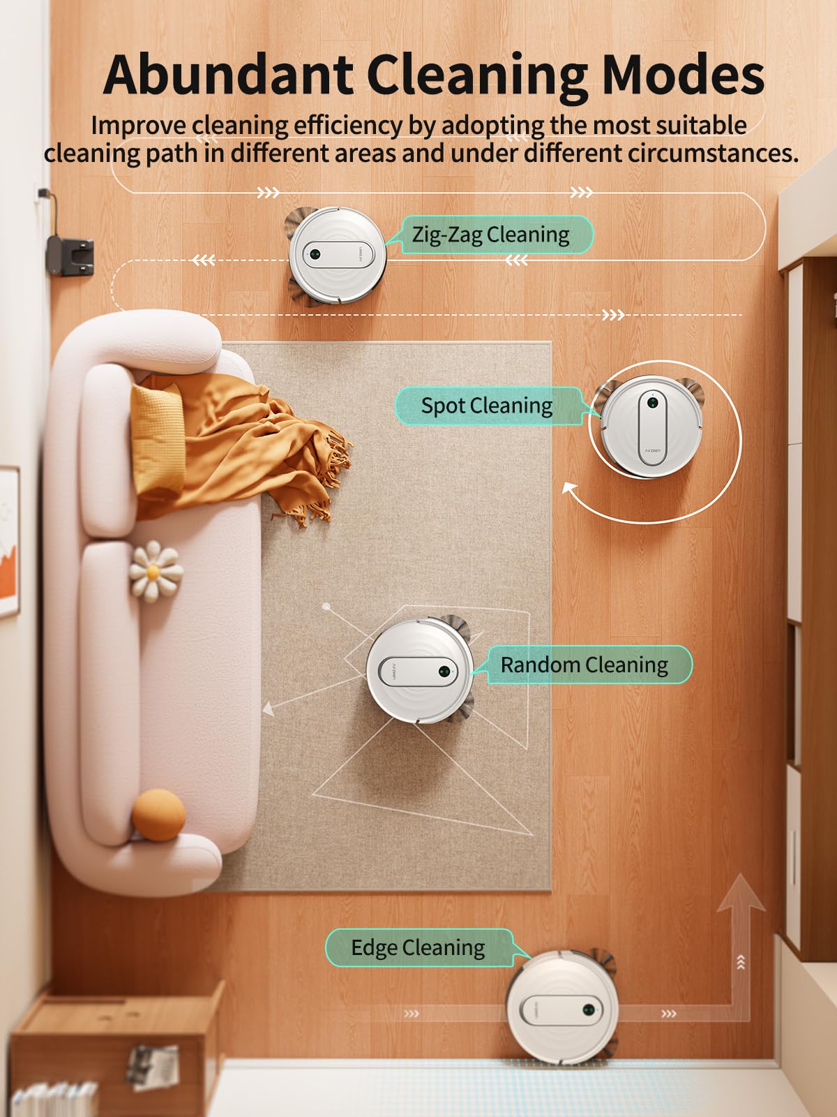 Quiet operation Airzeen robot vacuum mop
