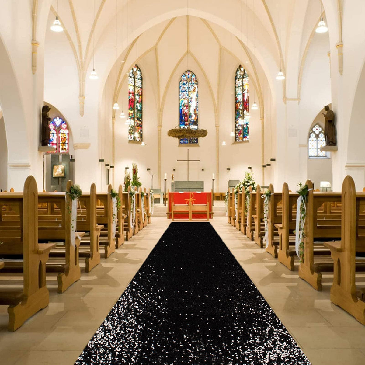 Aisle runner black 10ft long for wedding ceremonies