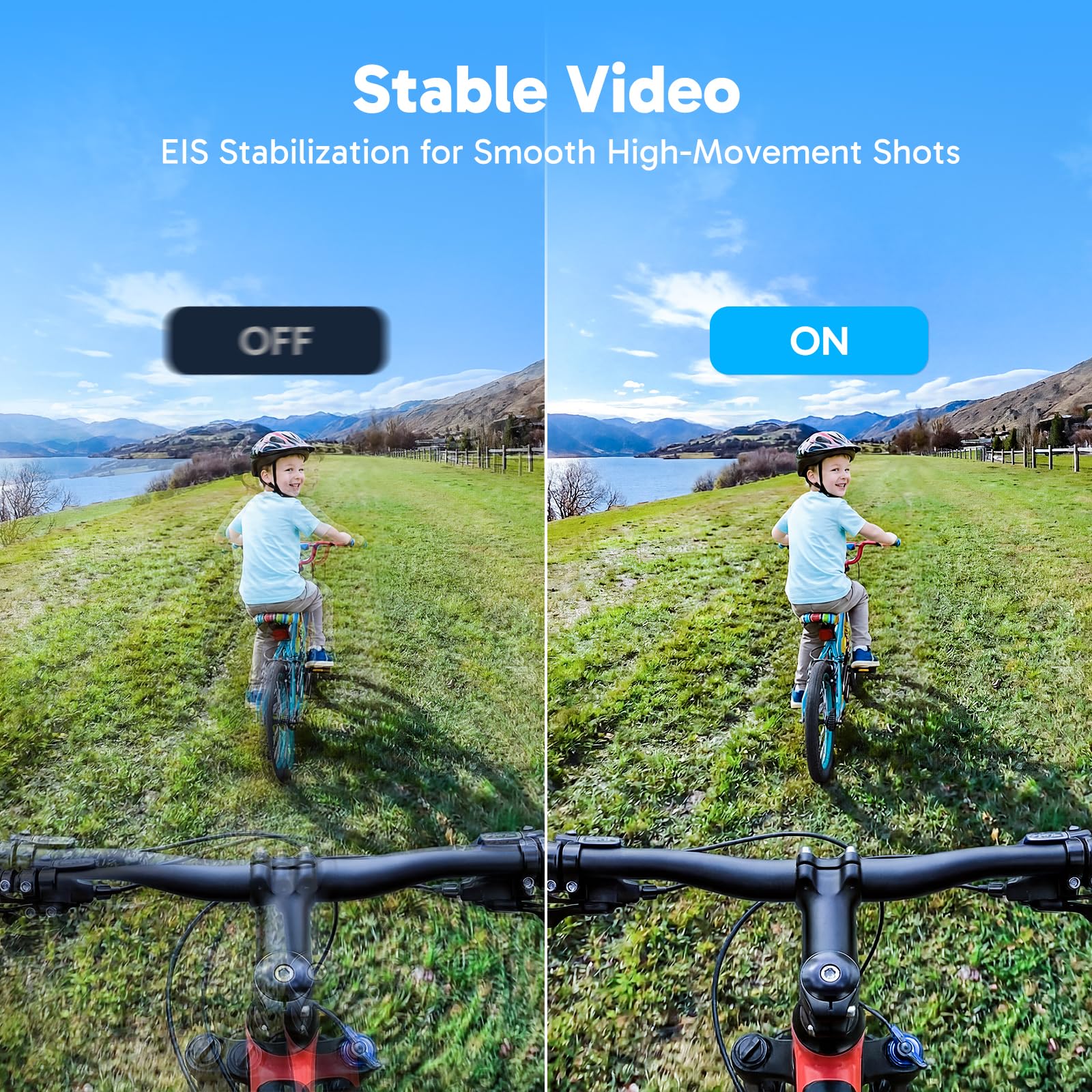 170° adjustable view angle and gyroscope stabilization