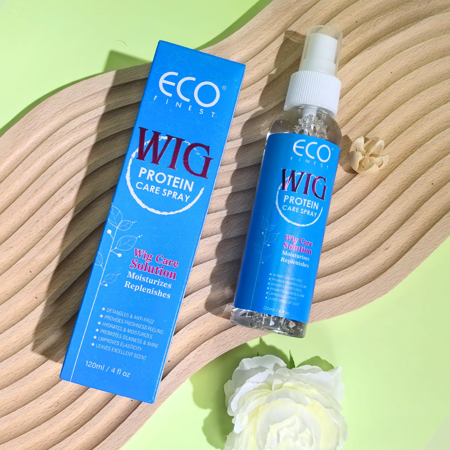 Silky conditioned wig spray improving shine and softness