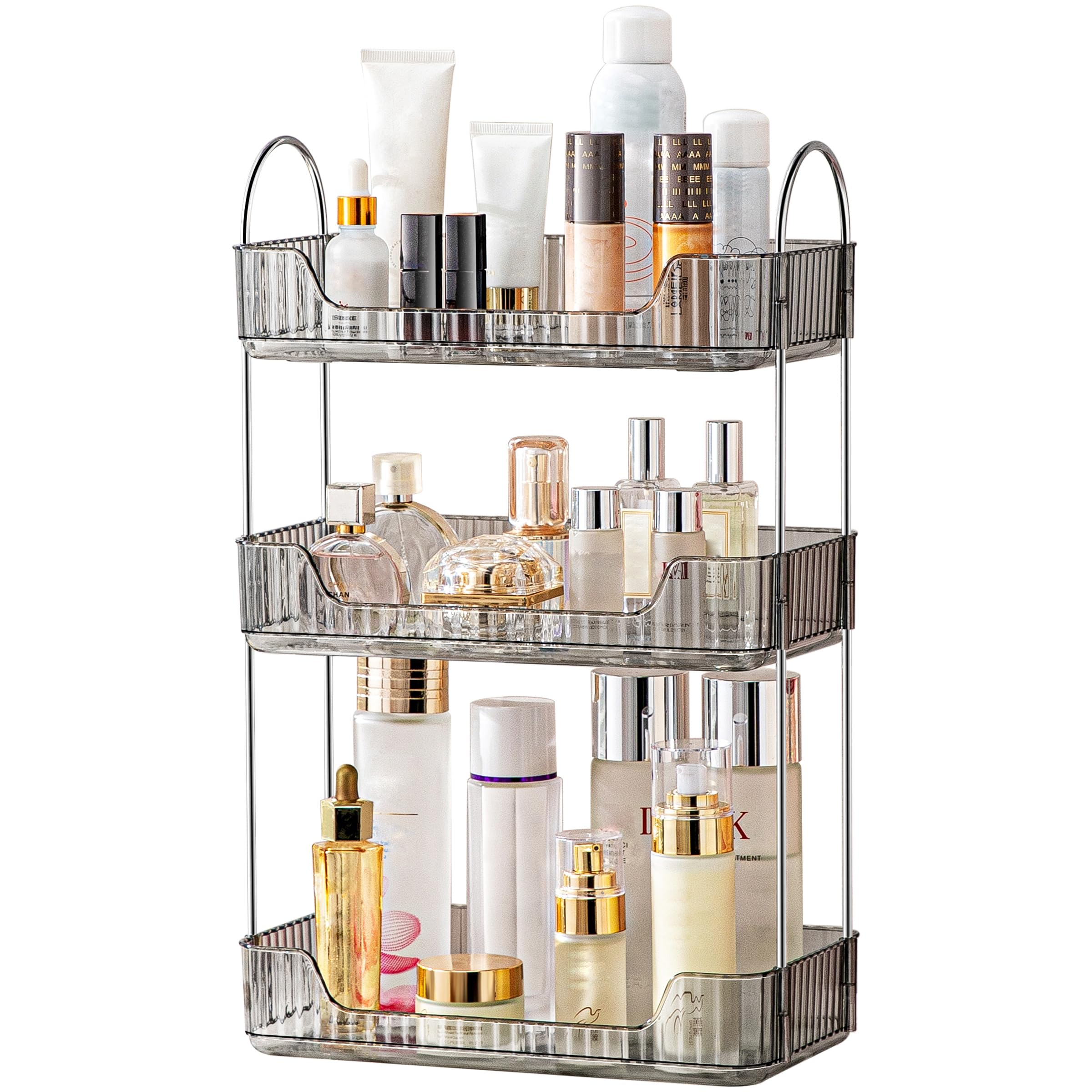 akinbas 3 tier bathroom organizer grey finish on countertop