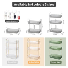 grey finish makeup skincare tray 3 tier organizer
