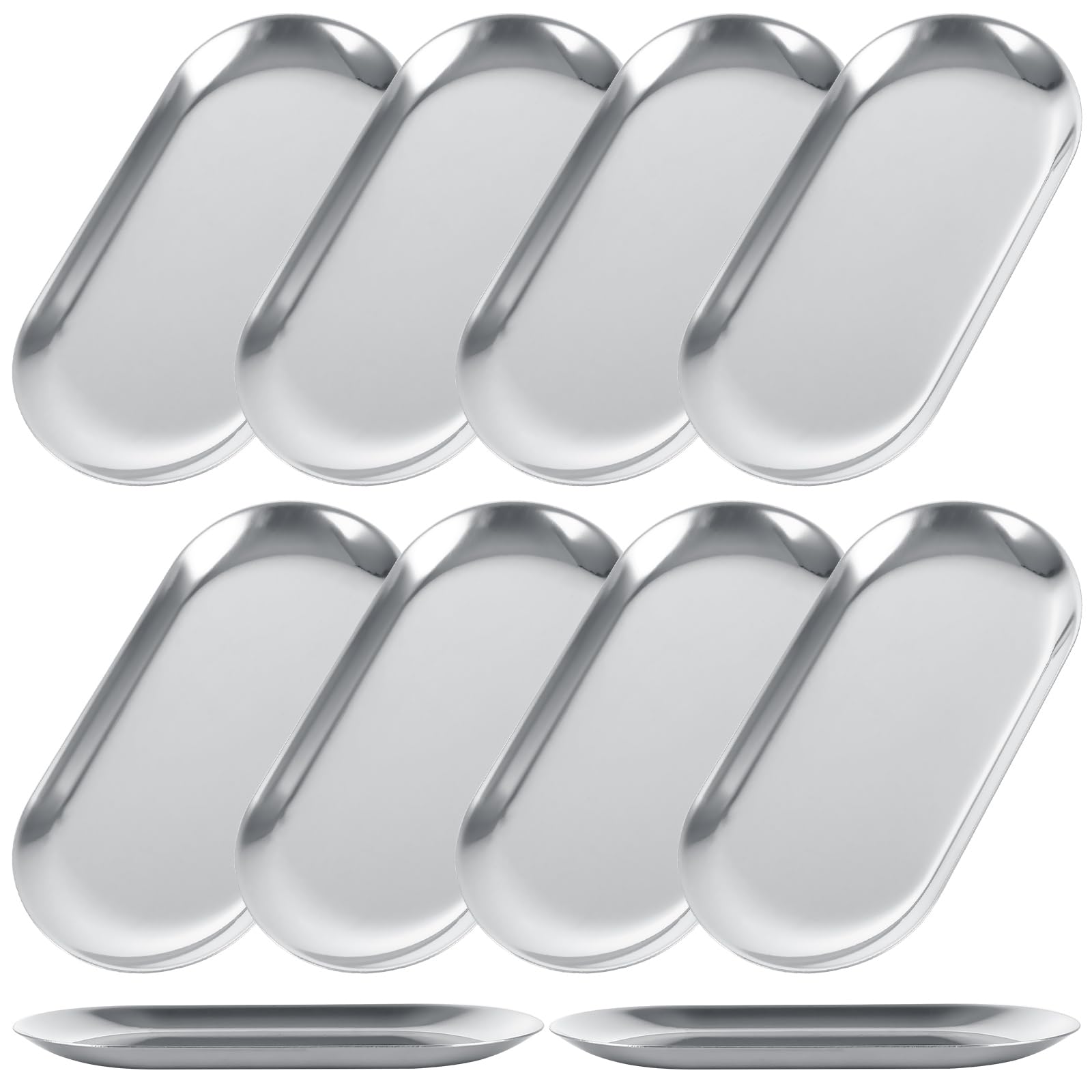 AKOLAFE 10PCS stainless steel serving tray set in silver for entertaining