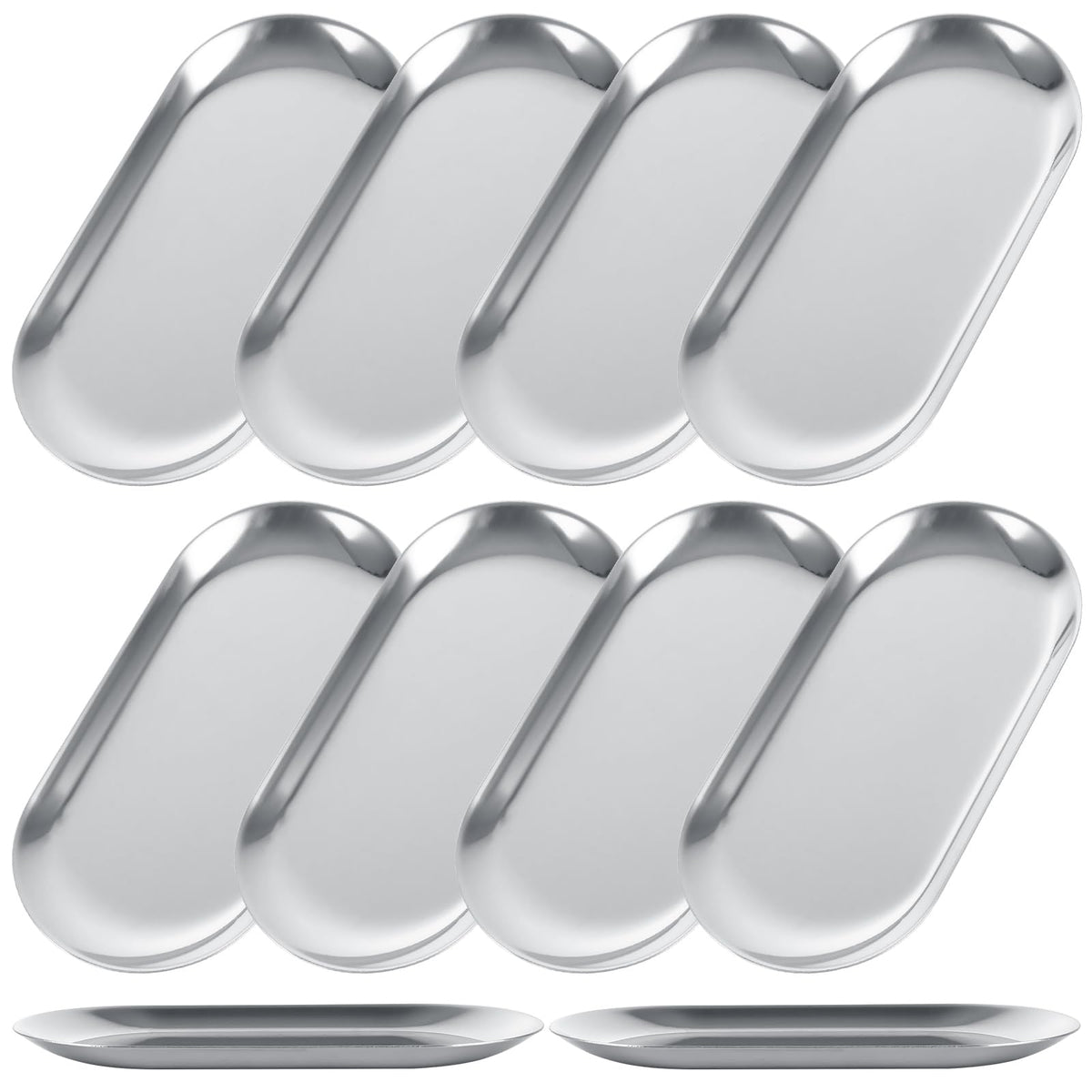 AKOLAFE 10PCS stainless steel serving tray set in silver for entertaining