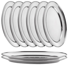 AKOLAFE 8PCS sizzle platter oval stainless steel serving tray