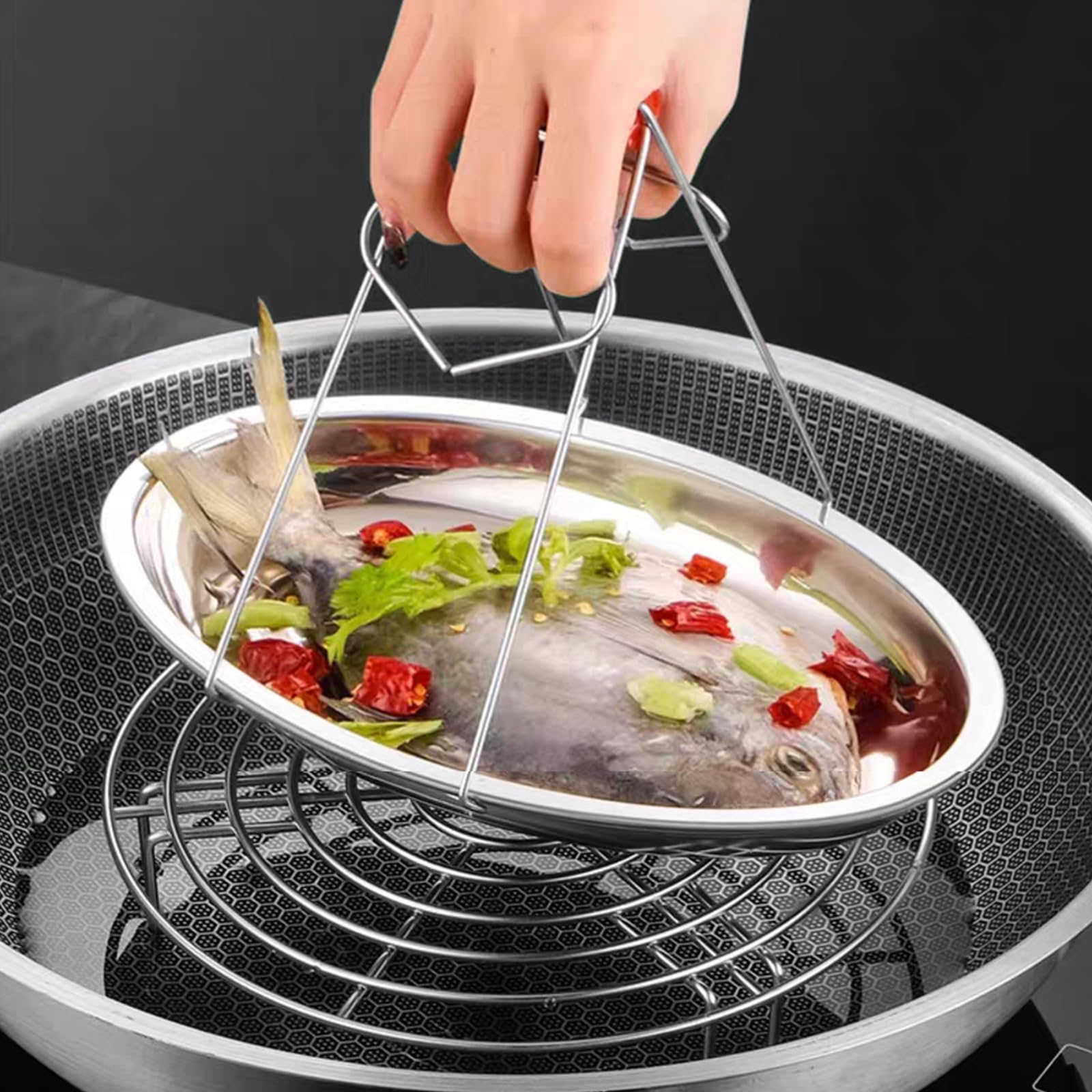 Decorative silver akolafe sizzle platter oval tray