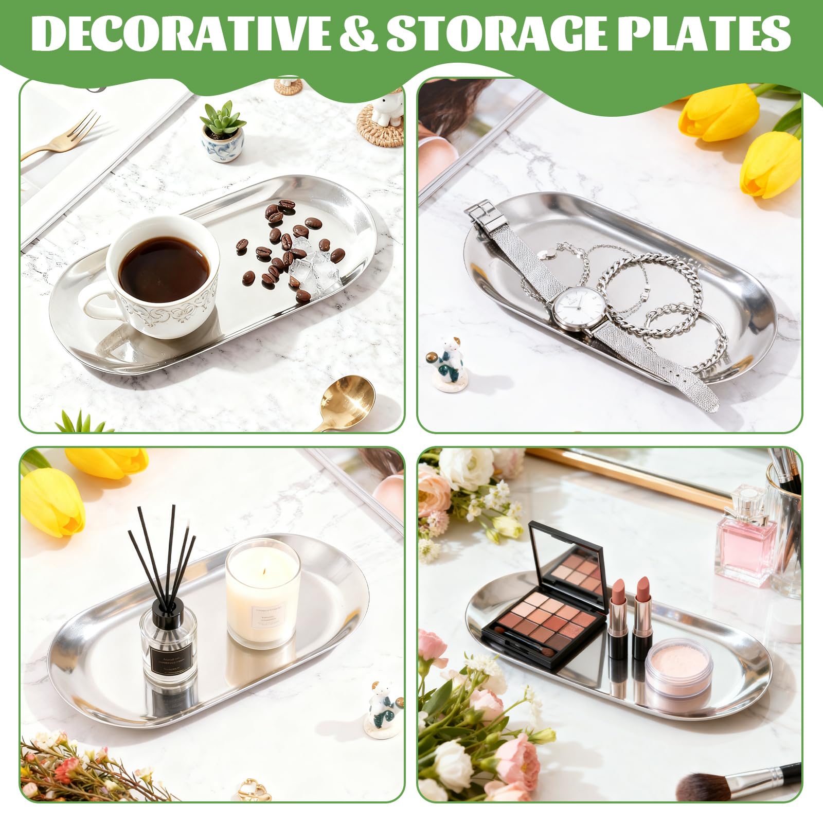 Oval trays with smooth edges to prevent scratches on furniture