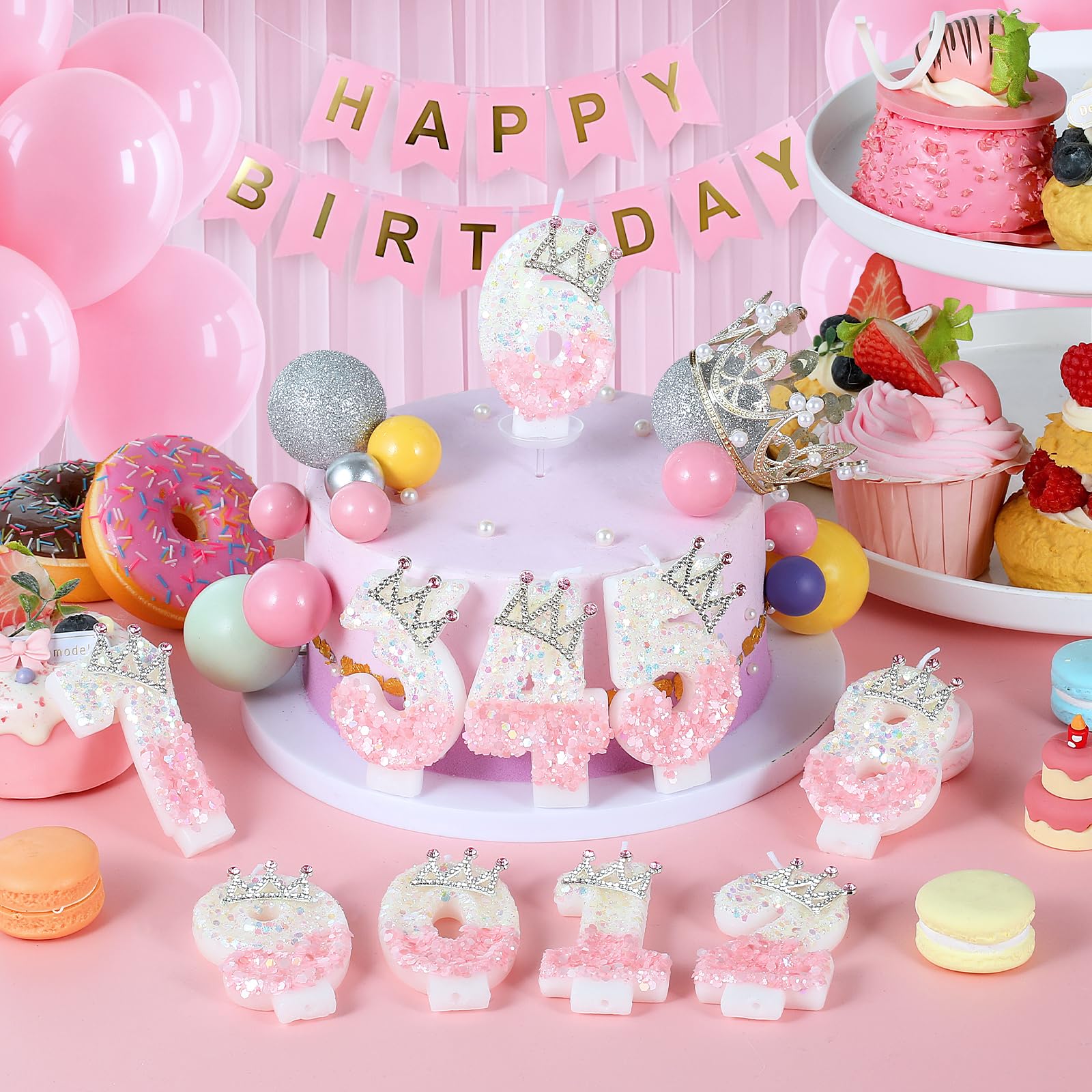 Number 3 birthday candle for princess party decor