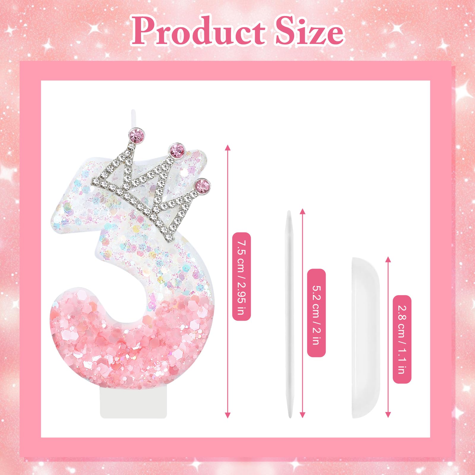 Non-toxic wax candle with crown motif for celebrations