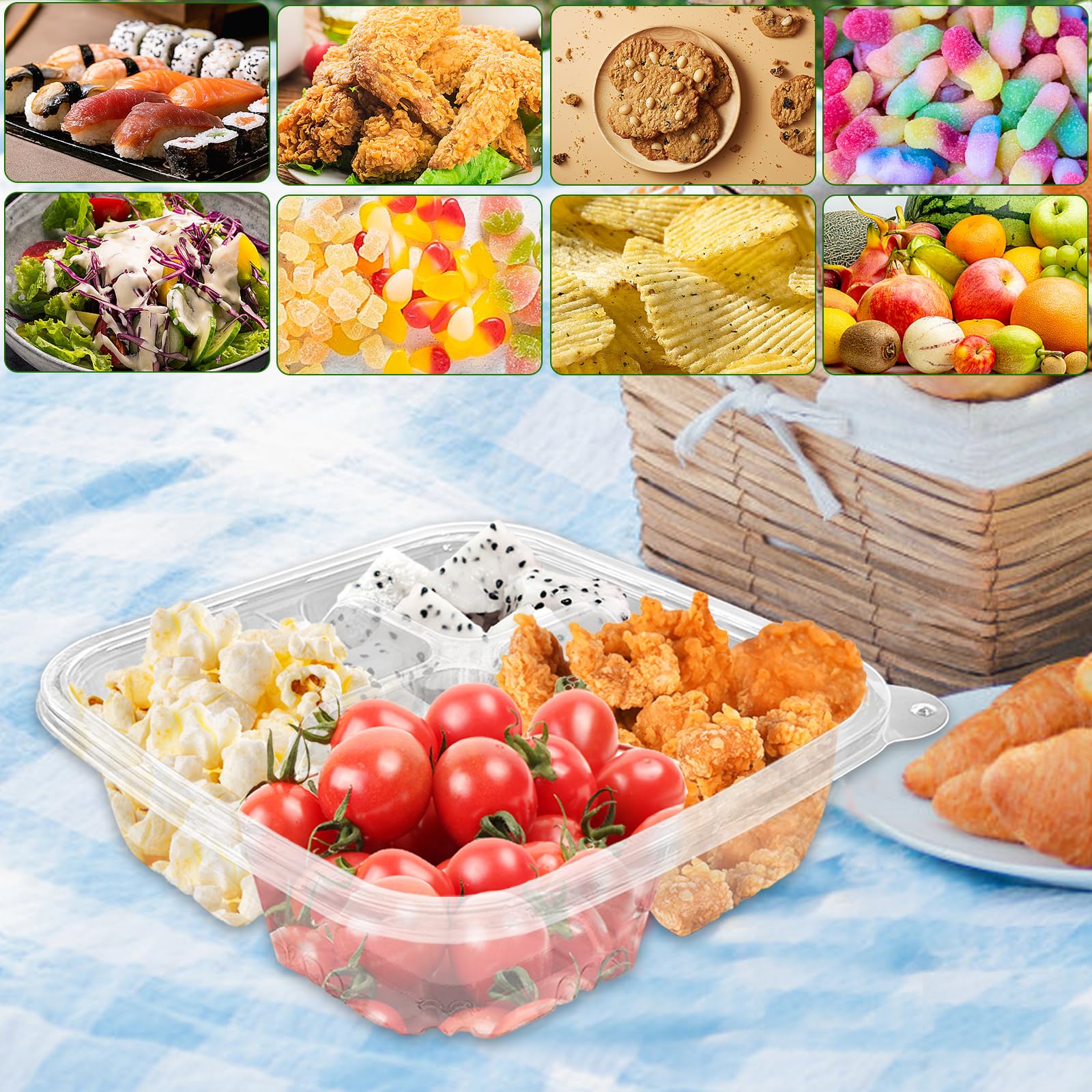 Alaeseje clear bento snack containers with lids