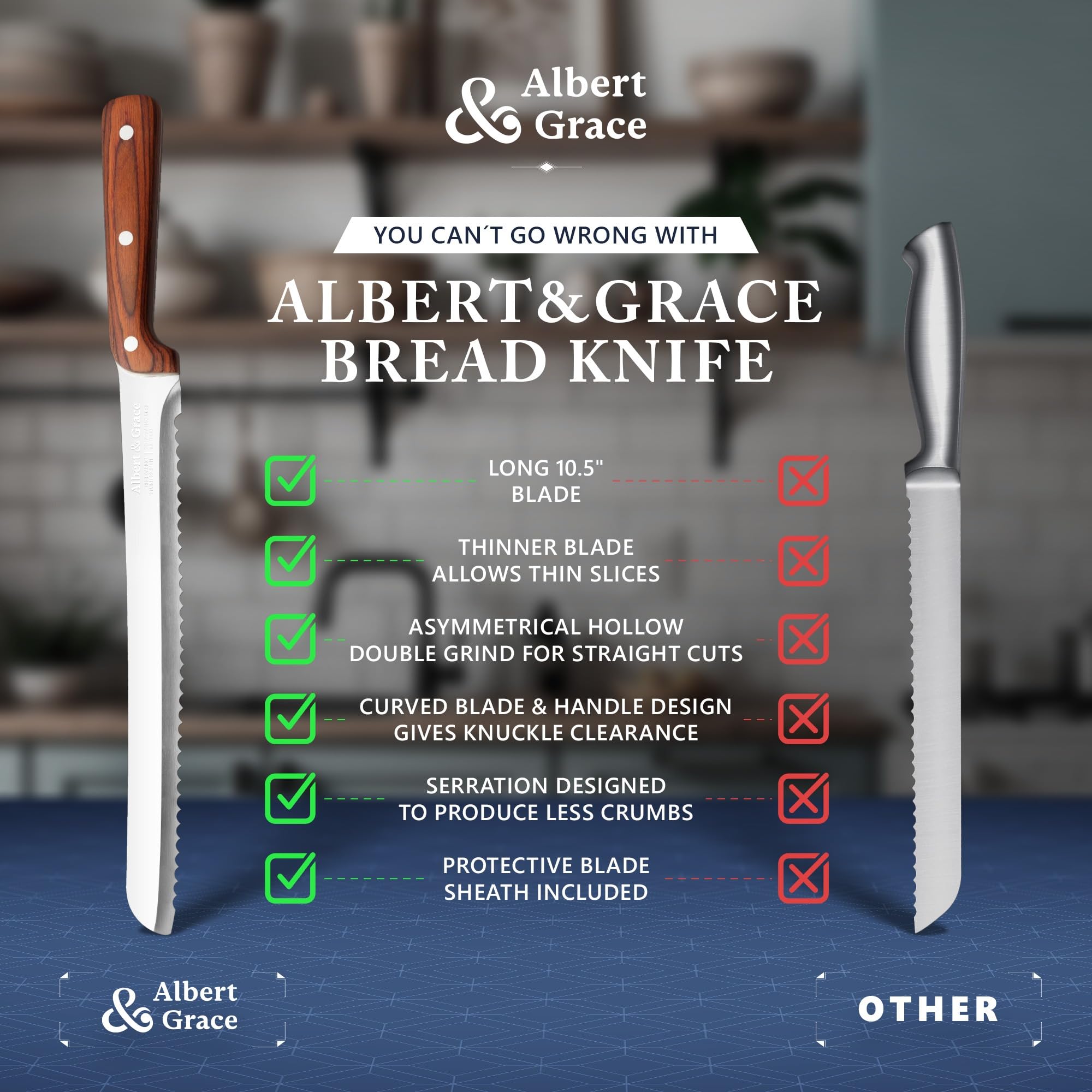 Versatile bread knife suitable for bagels tomatoes and melons