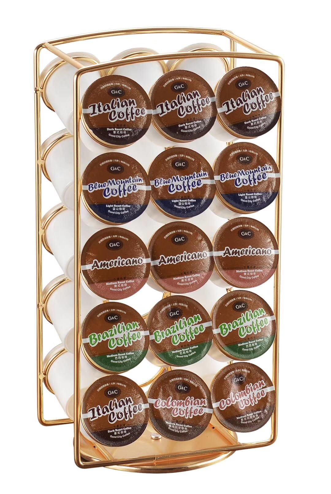 Alessia Cara Tabletop K Cup Holder gold pod stand for 30 pods