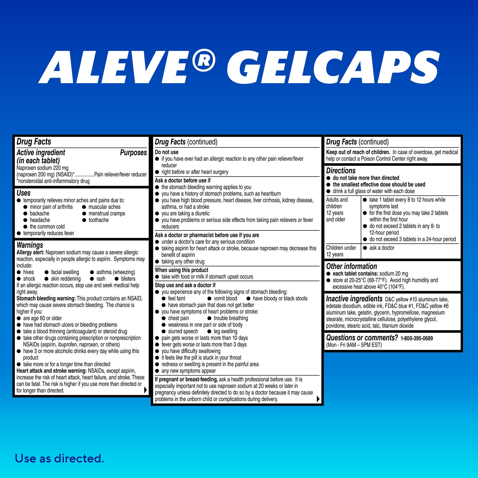Aleve gelcaps package from India origin