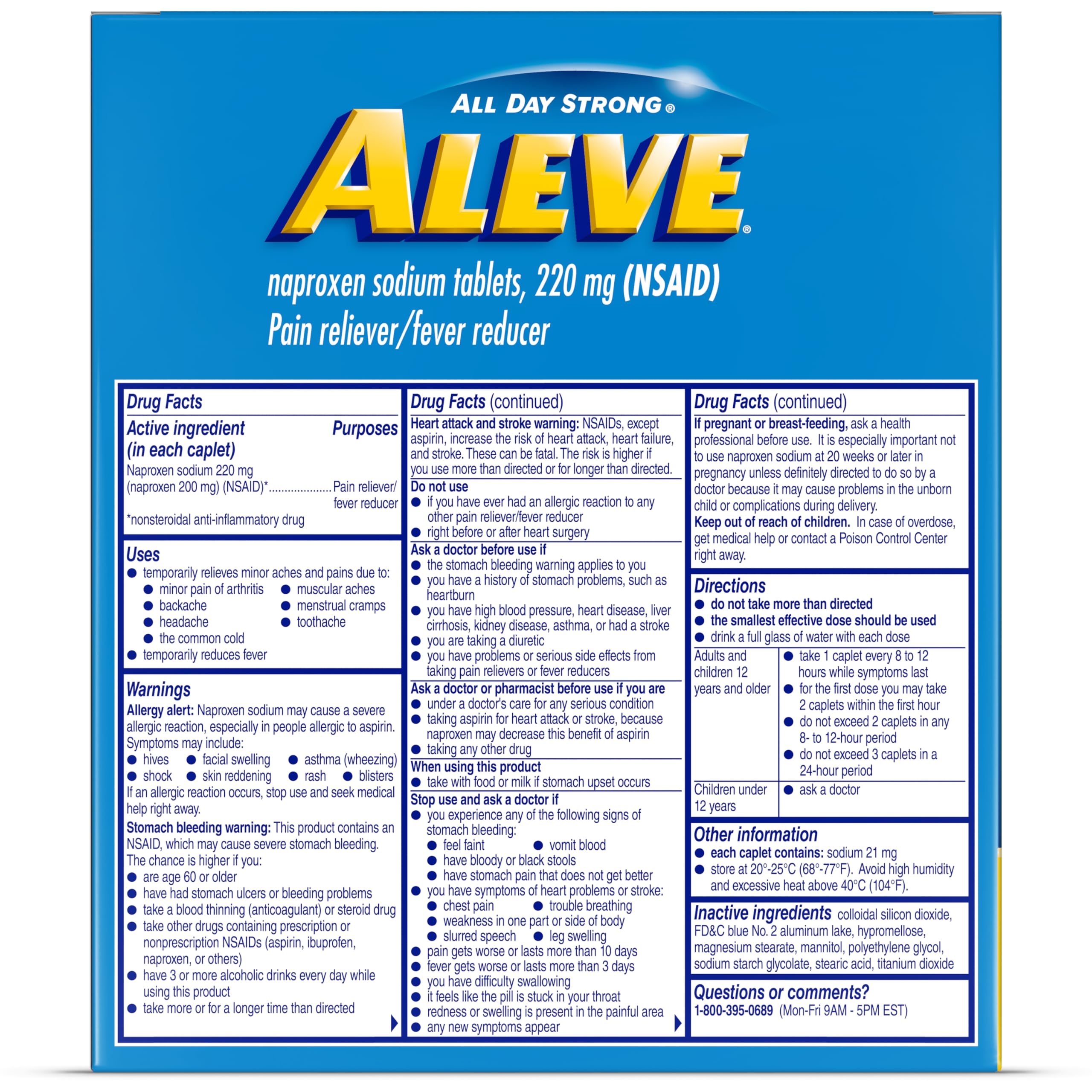 Aleve Pain Reliever & Fever Reducer caplets product packaging