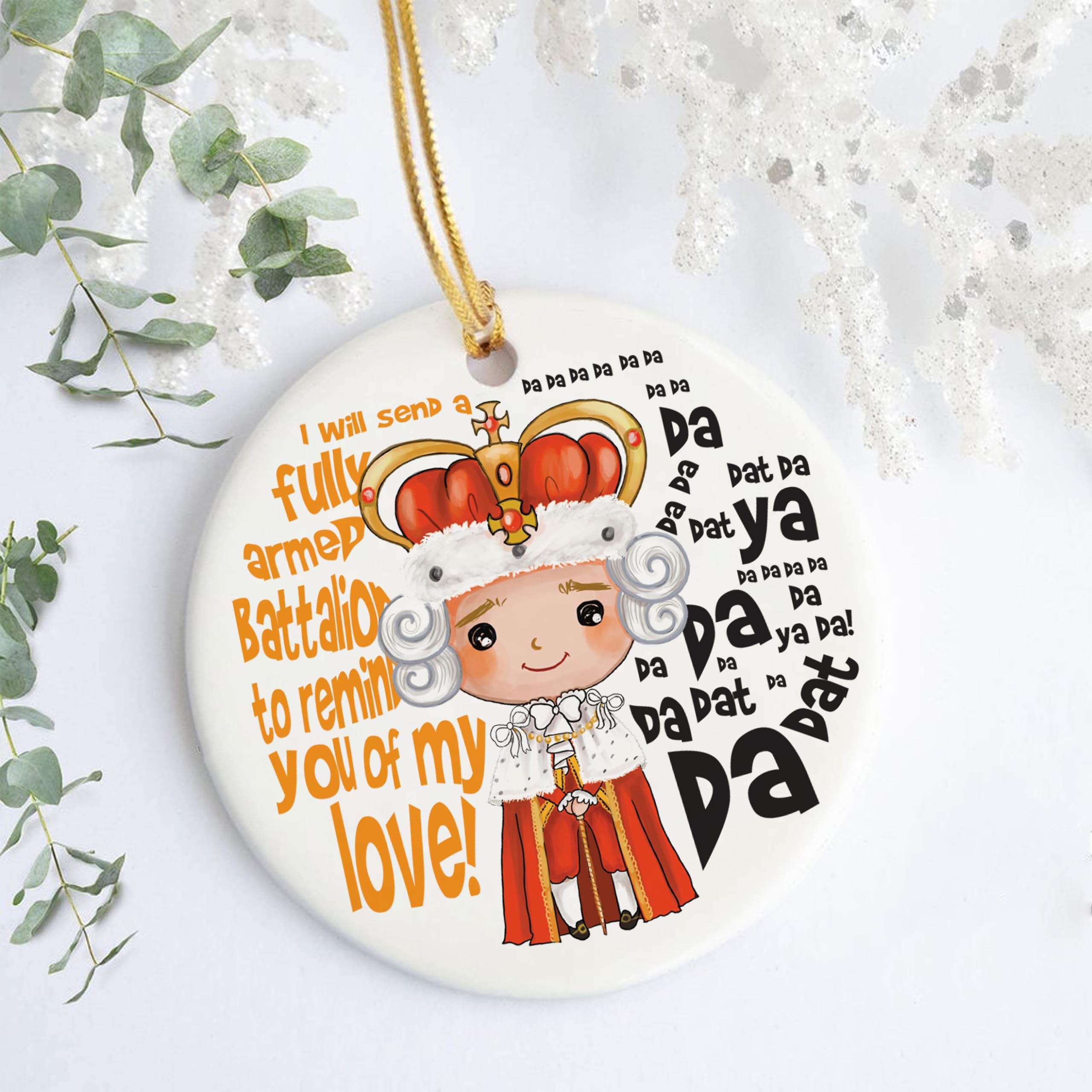 Alexander Hamilton Christmas ornament design on porcelain material