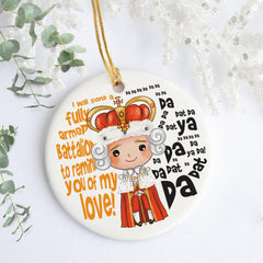 Alexander Hamilton Christmas ornament design on porcelain material