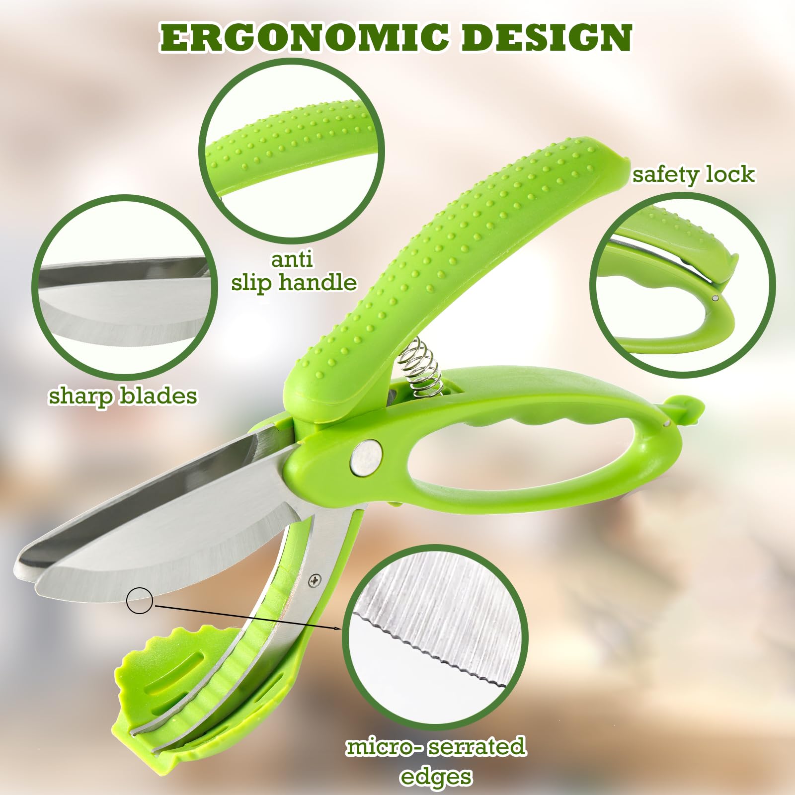 Dishwasher safe rust resistant salad scissors