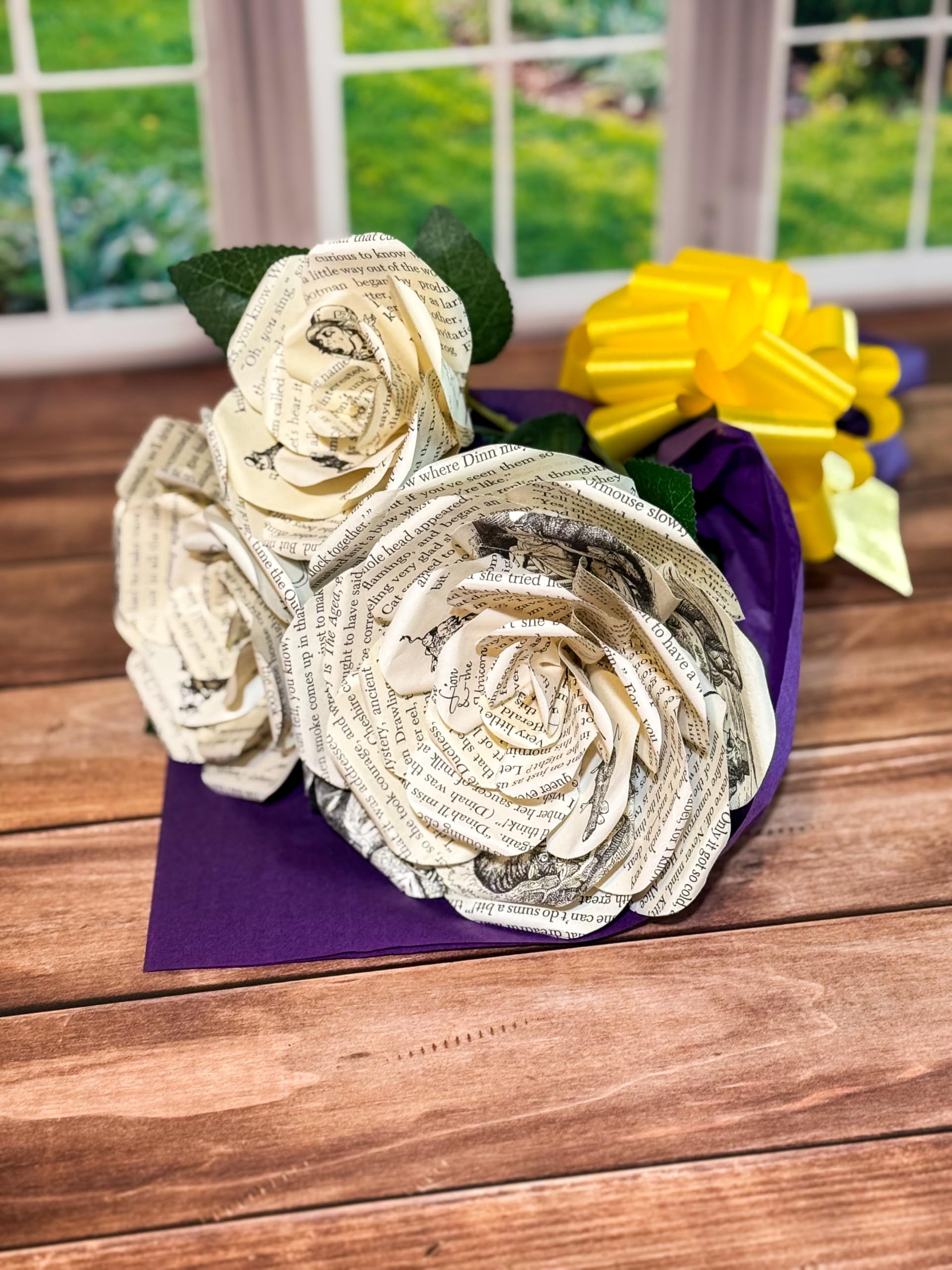 Alice book page flowers bouquet packaging and display image