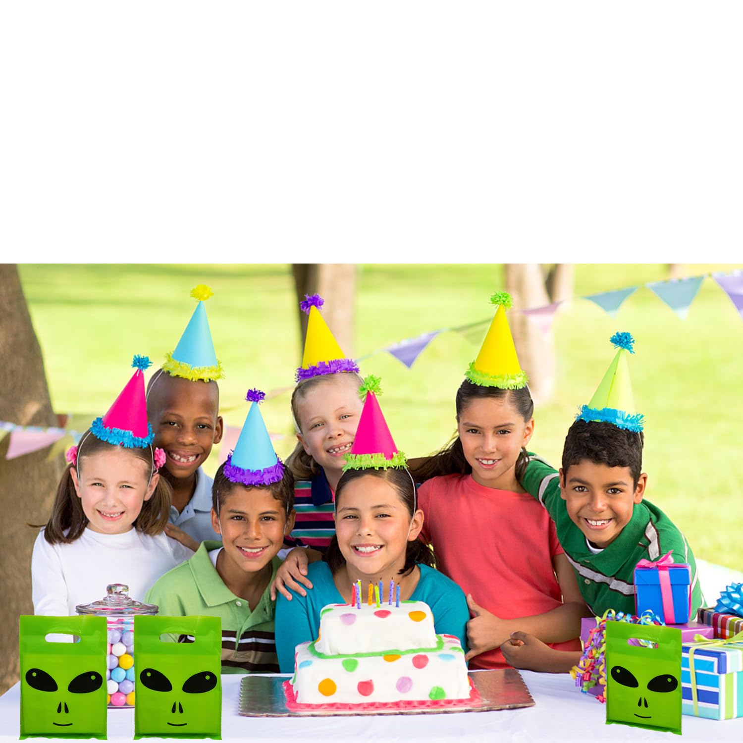 Alien themed party bags for decorations and favors