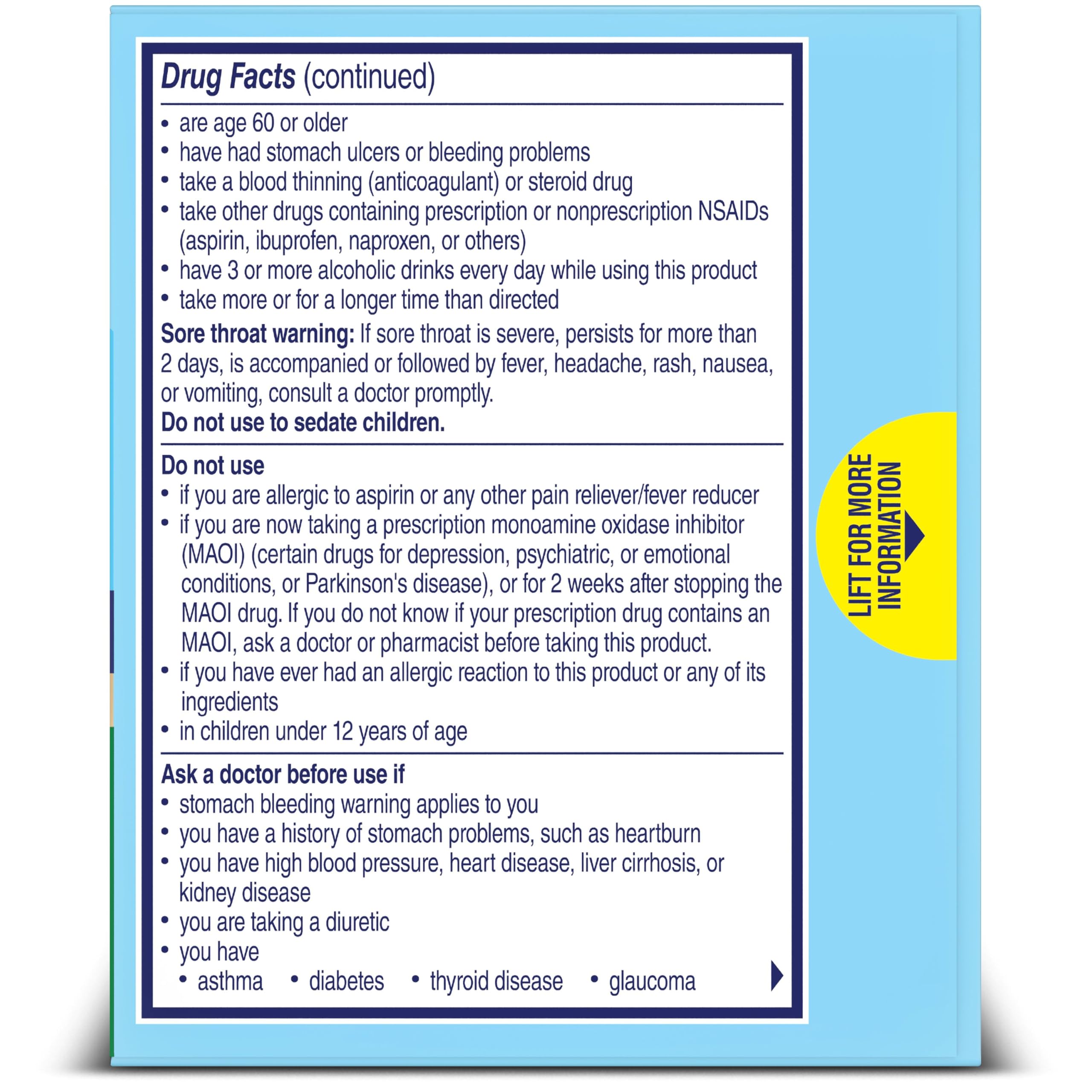Alka-Seltzer Cold lemon flavor box packaging and sachets