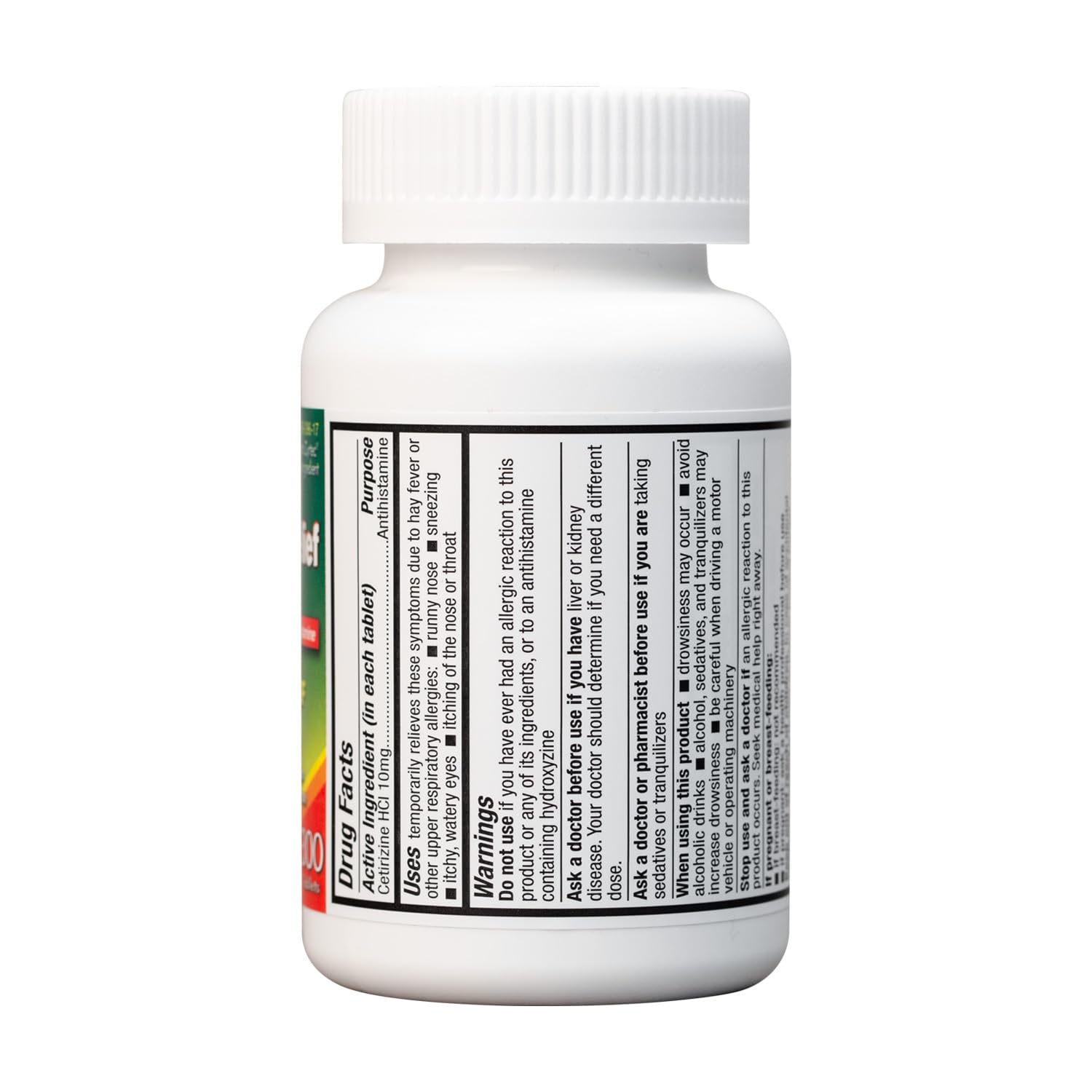 Cetirizine 10mg allergy relief tablets closeup