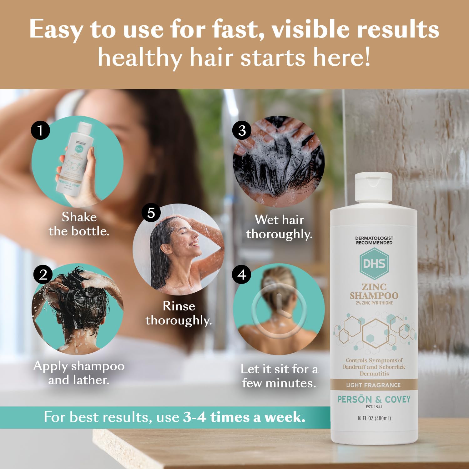 Two bottles included in DHS Zinc Shampoo pack