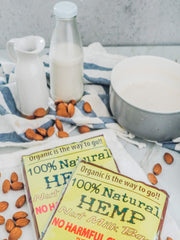 No glue undyed fabric hemp nut milk bag close up