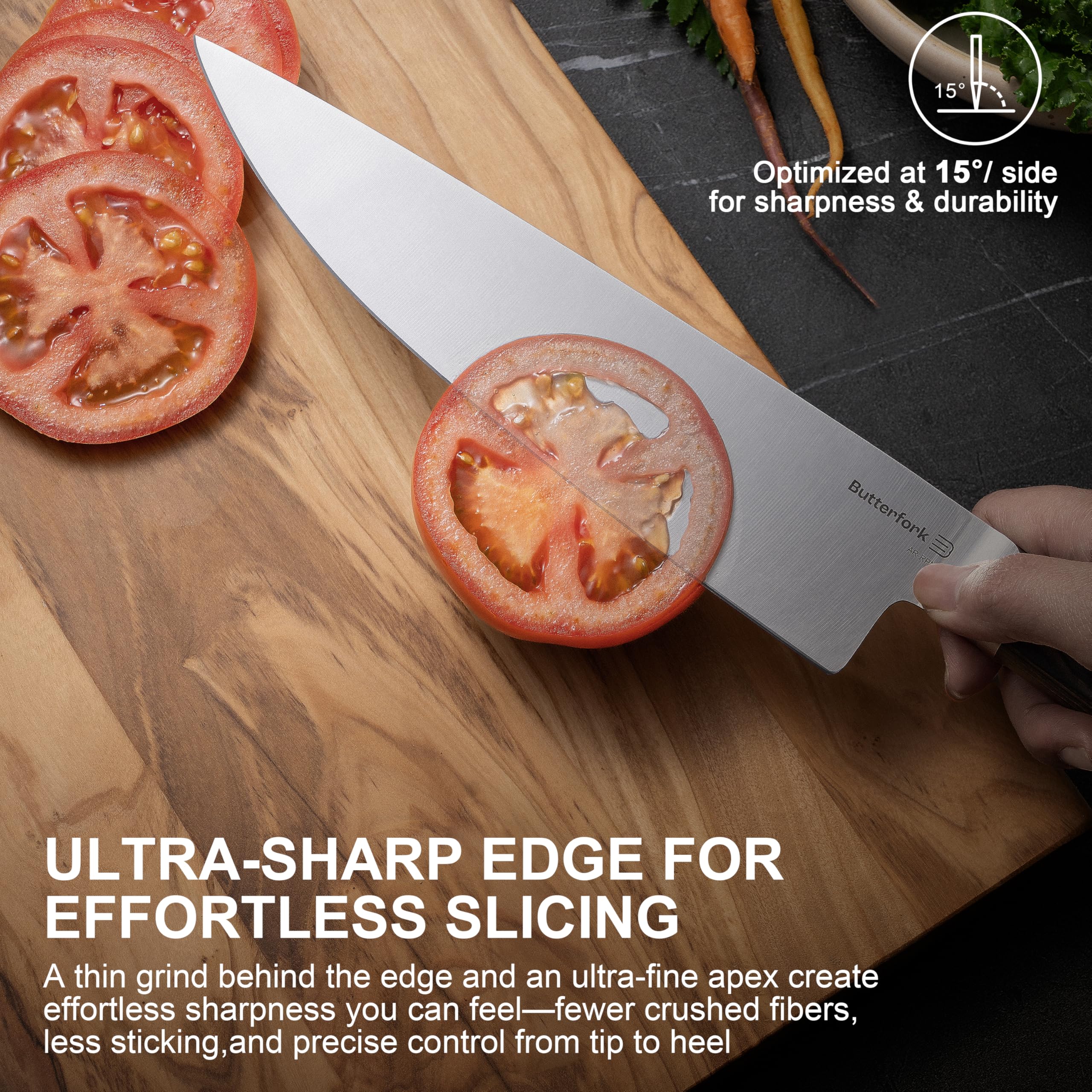All-purpose 8 inch chef knife suitable for meat and vegetables