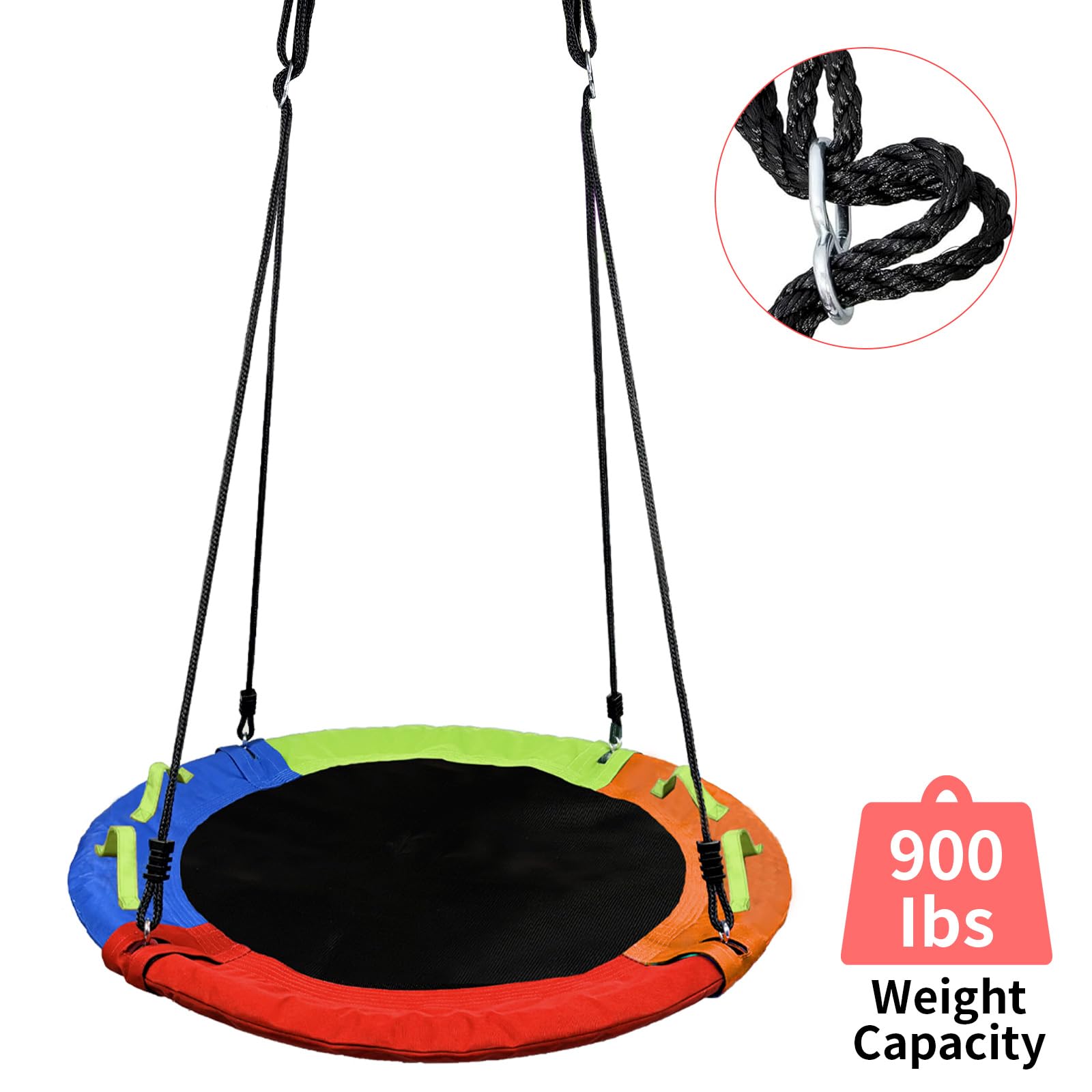 Colorful saucer swing disc design and components for kids