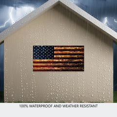 Direct print technology flag wall art with distressed rustic finish