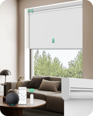Allesin motorized blinds with remote in white finish