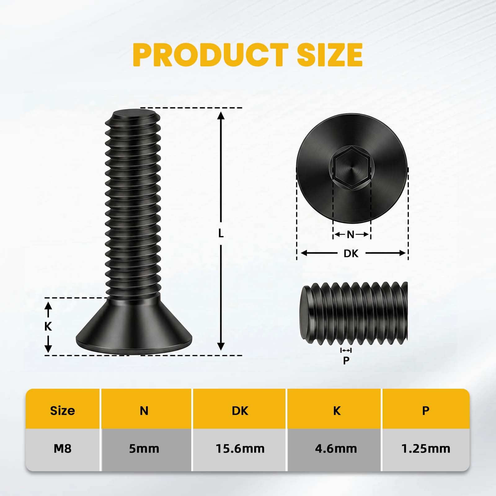 allen drive 5mm m8 flat head socket cap screw