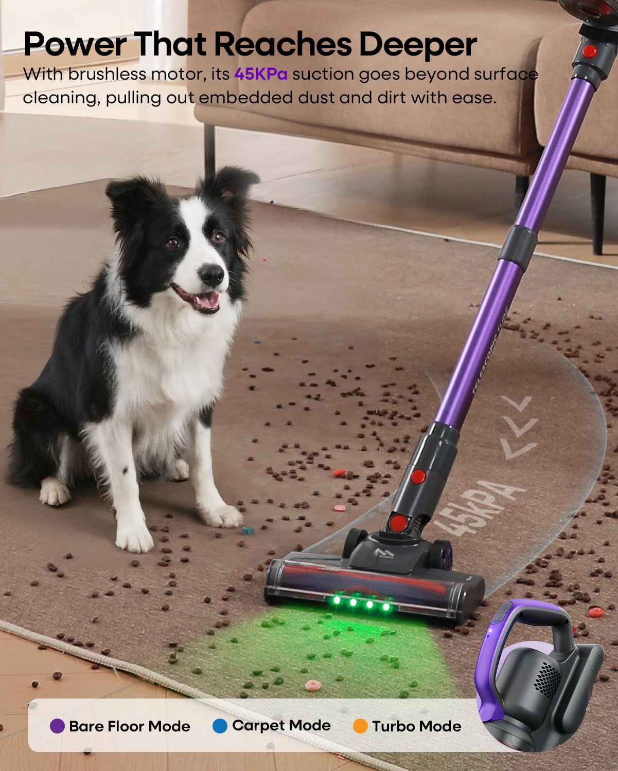 AlloyMove A03 cordless vacuum cleaner shows 60 minute runtime