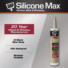 Kitchen and bath silicone sealant almond 10.1 oz tube close up