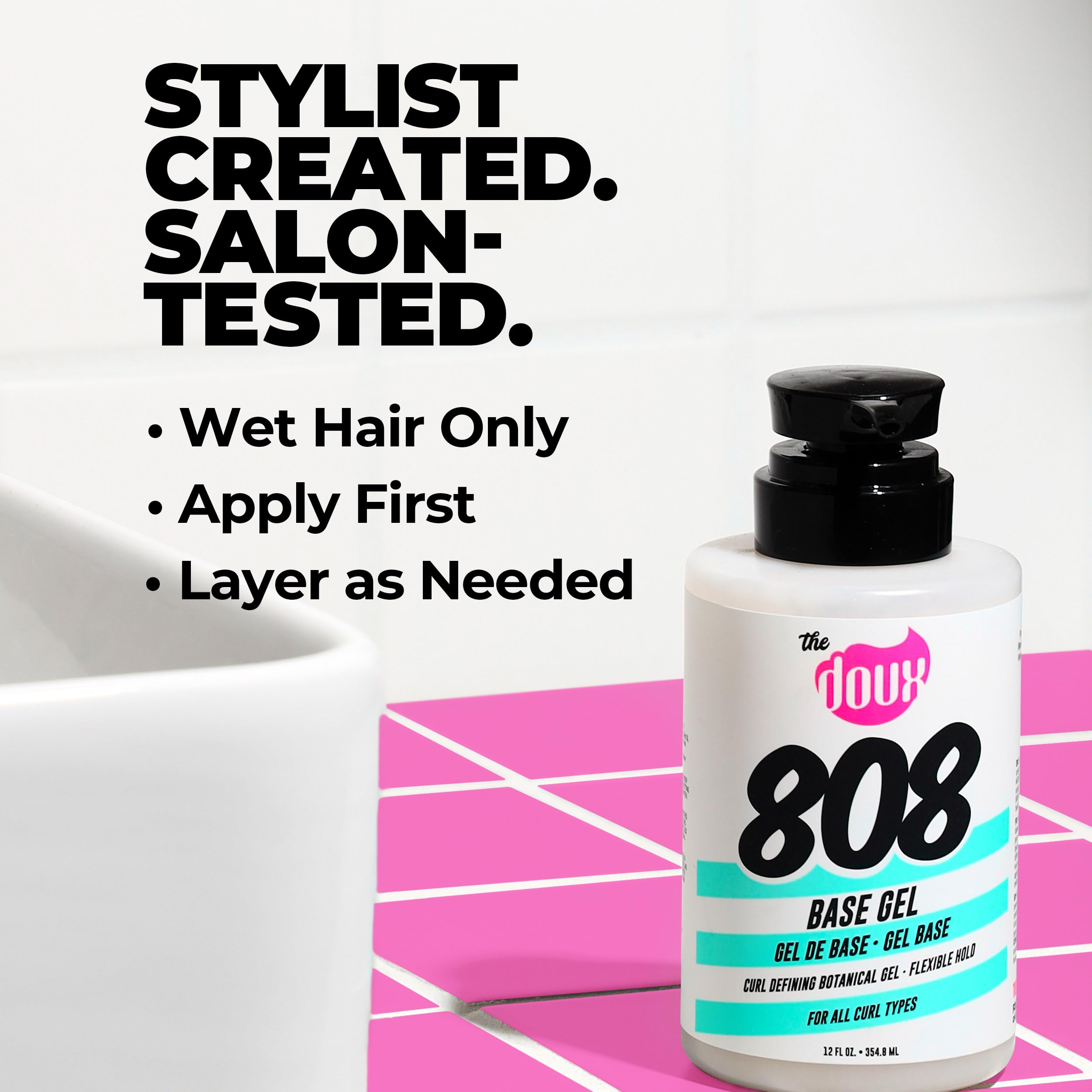 All curl patterns defined with Doux 808 Base Gel