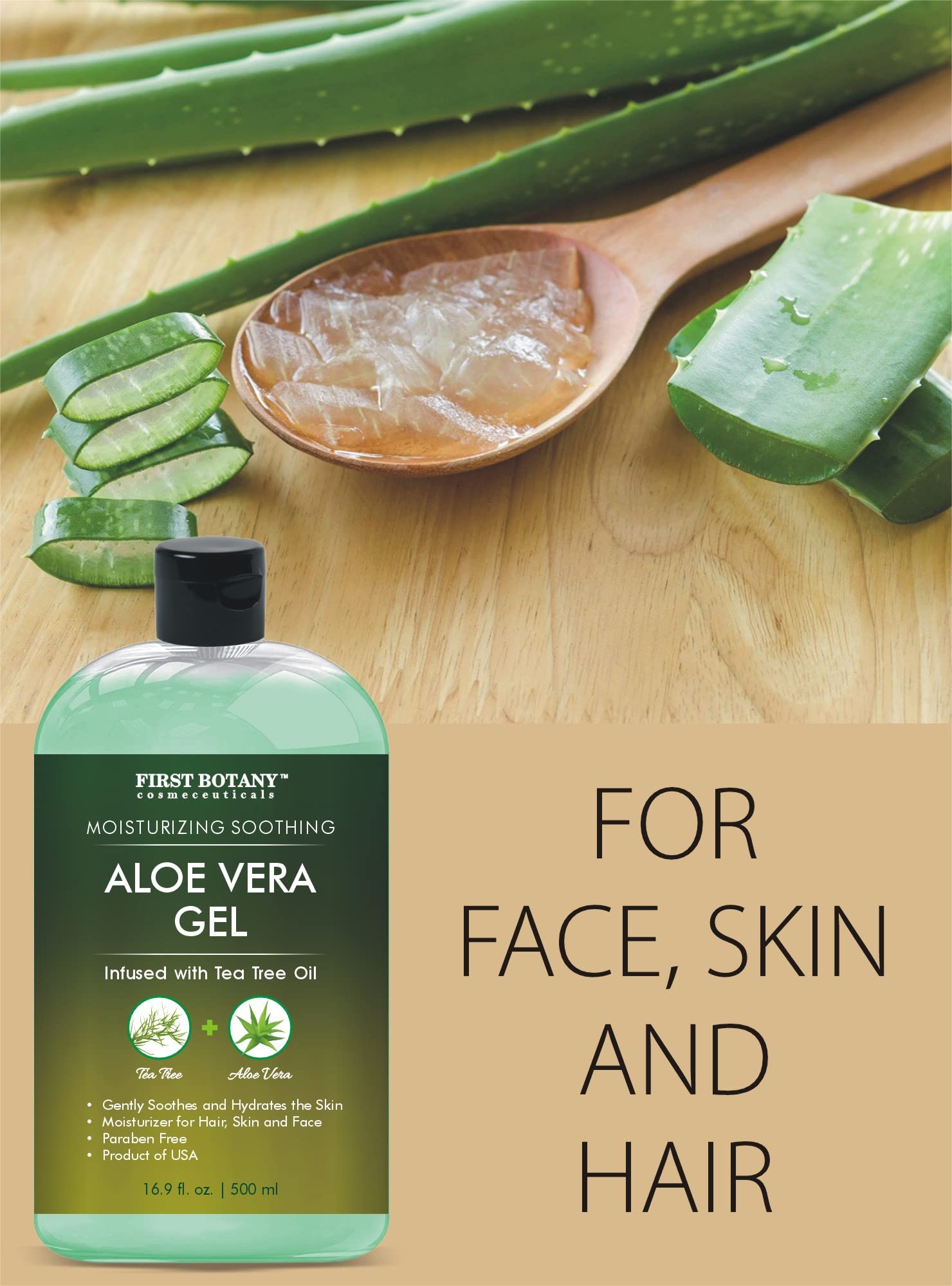 Aloe vera gel eye area and body use with Tea Tree Oil