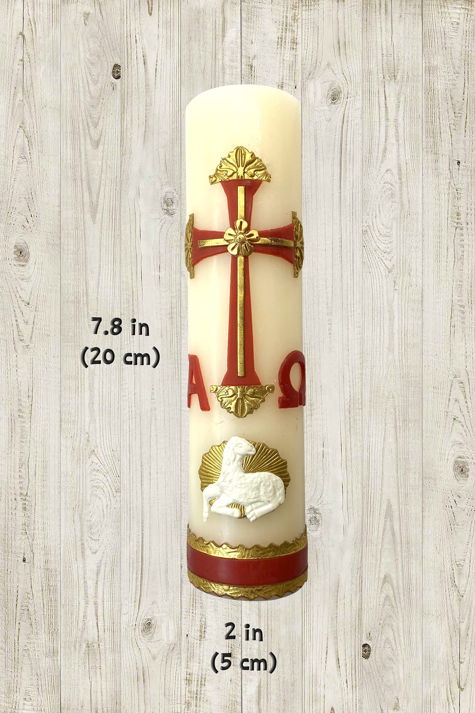 Cross and Lamb motif on ceremonial candle