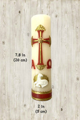 Cross and Lamb motif on ceremonial candle