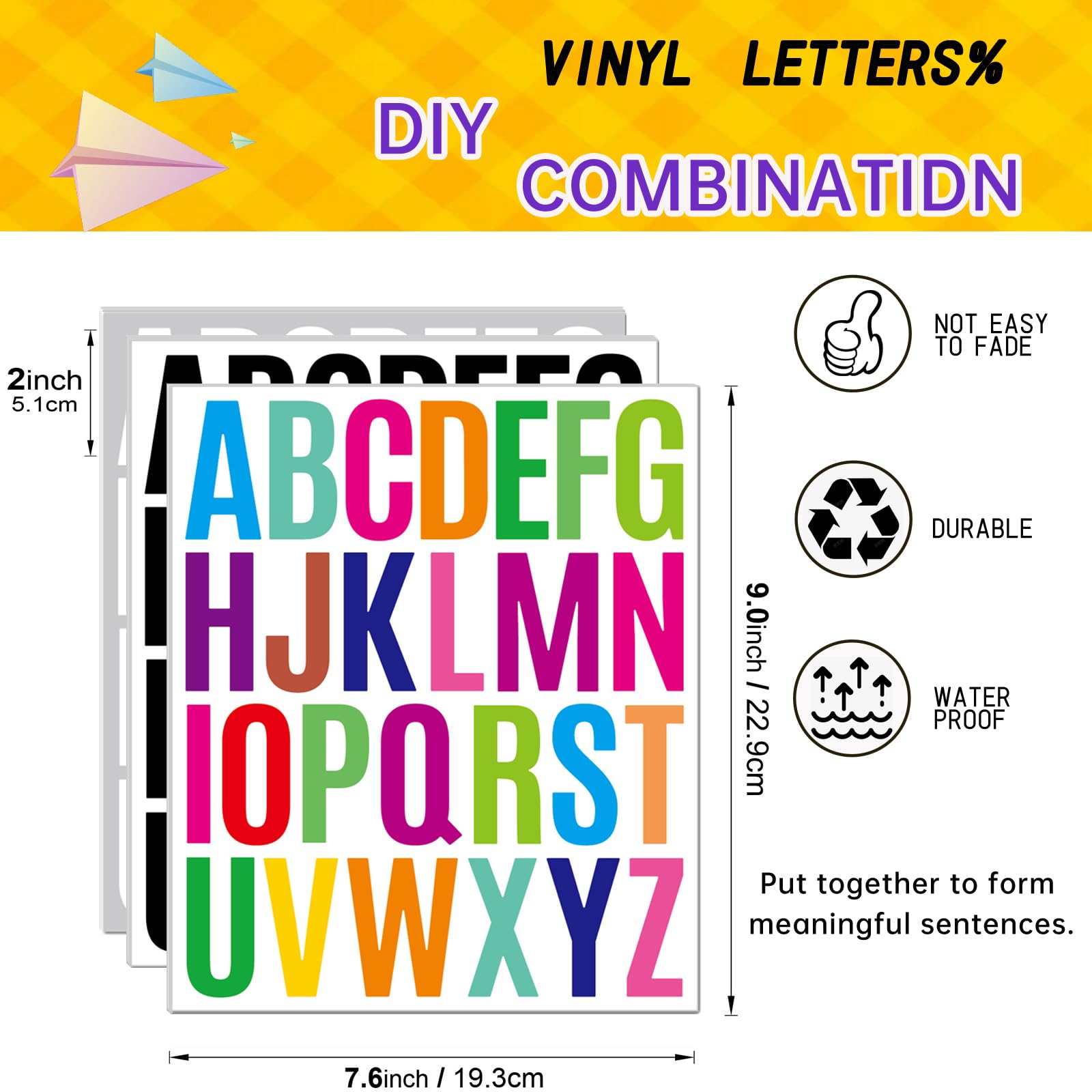 alphabet stickers 2 inch tall letters set