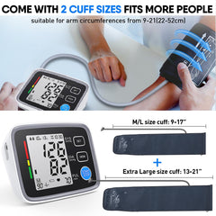 Blood pressure monitor with two cuffs included for home use