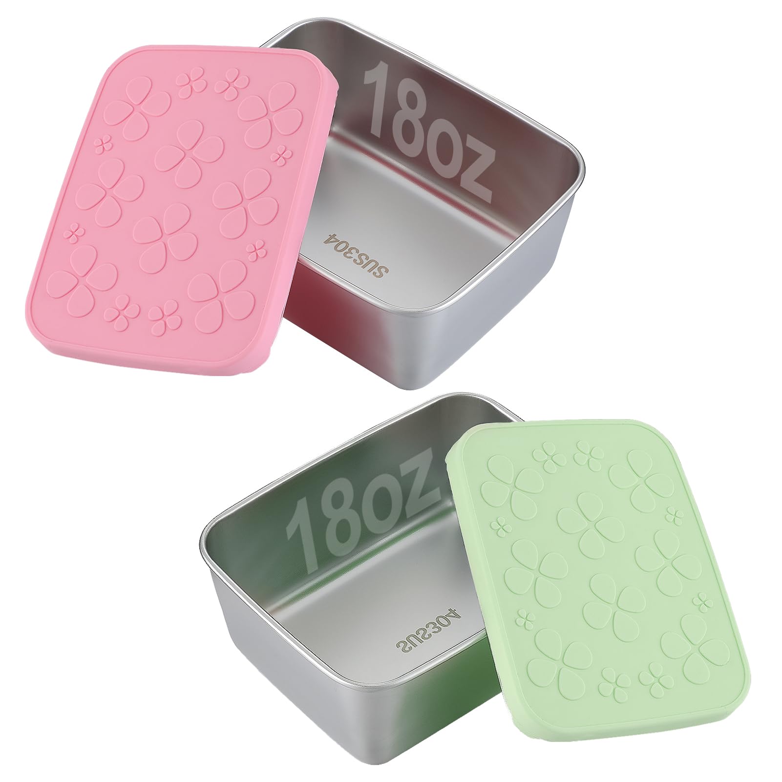 Alphatool 2pcs 18oz snack containers pink and green