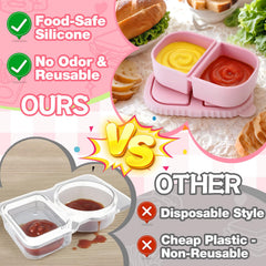 Pink and green Alphatool snack containers with dual compartments
