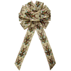 Snowberry Deer Antlers Wreath Bow by Alpine Holiday Bows 10 inch